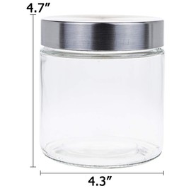 Lawei 6 Pack 27 Oz Clear Glass Jars with Stainless Steel Lids - Glass Food Canister Set Food Storage Jars for Cookie Rice Beans Pasta Snacks