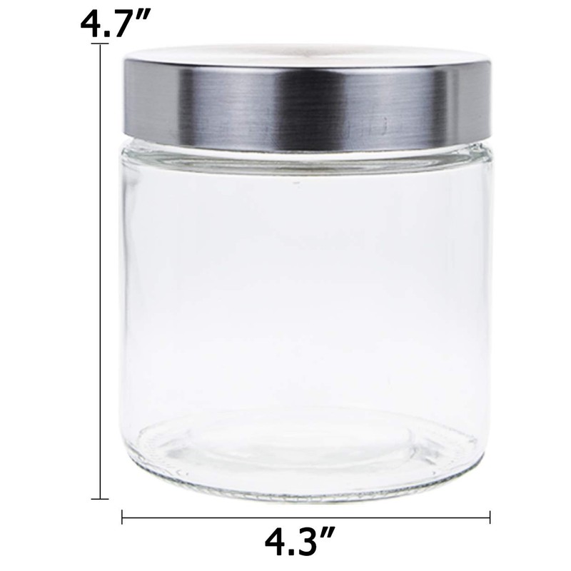 Lawei 6 Pack 27 Oz Clear Glass Jars with Stainless