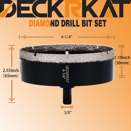 4-1/4 inch Diamond Hole-Saw Bits with Pilot Drill Bit -4-1/4" Diamond Tipped Tile Hole Saws with Guiding Bit Accurate Drilling for Porcelain Tile Ceramic Pottery Granite Stone Glass Bottles 110mm.