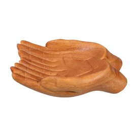 Healeved Hand Carved Wooden Key Bowl Unique Decorative Snack Tray for Entryway Table Living Room Bedroom and Office Decor Multi Use Carved Hands Offering Bowl Wooden Snack Holder