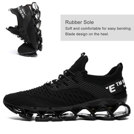 Vooncosir - Zapatillas de deporte para hombre, de malla transpirable y antideslizante, suela suave, casual, atlético, ligero, para caminar, 1-Full Negro, 8 US