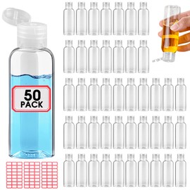 50 Pack Empty 3.4 oz Travel Bottles Tsa Approved Leakproof Plastic Squeezable Small Bottles for Toiletries Liquids Travel Essentials with Flip Cap