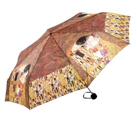 LUCKYWEATHER Mini Women's Pocket Umbrella, Klimt The Kiss Motif, Pocket Umbrellas, Small and Stable and High-Quality Workmanship, Umbrellas with UV Protection