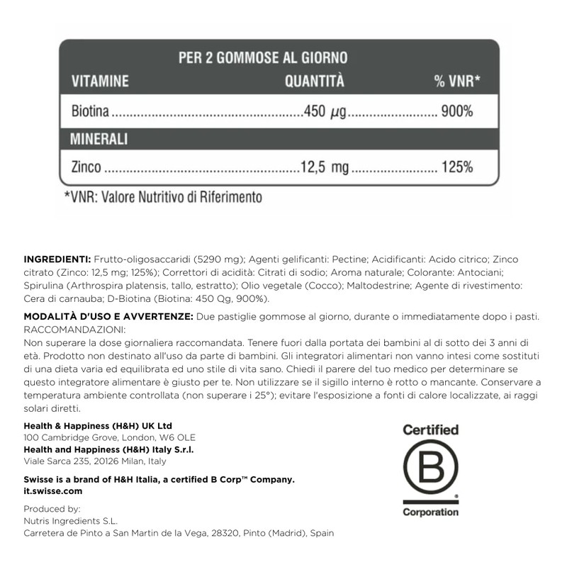 Swisse Biotina e Zinco - Integratore Biotina e Zinco per