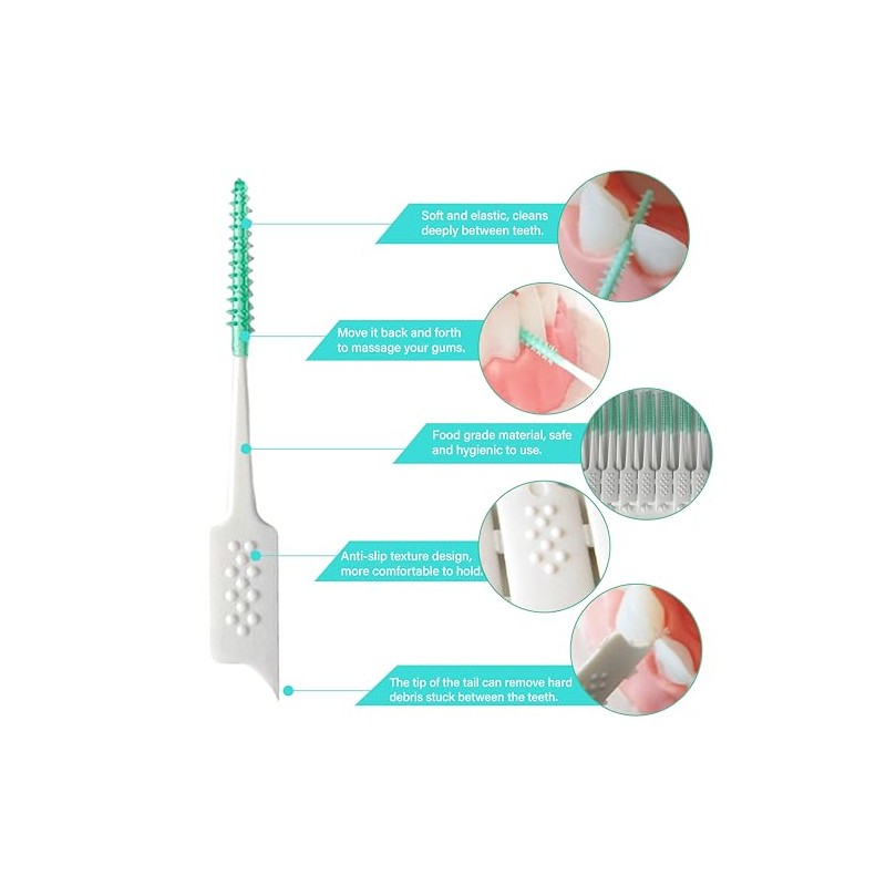 Púas de hilo dental de silicona suave, cepillo interdental para