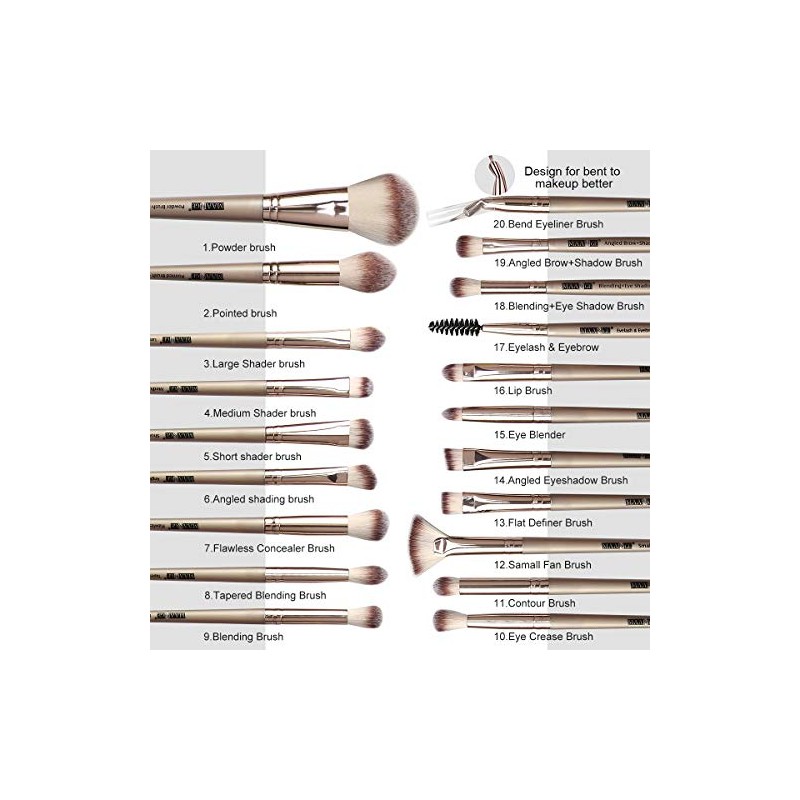 MAANGE-Brochas de Maquillaje 20 Piezas Set de Brochas para Maquillaje