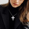 AOWVUTS Women's Cross Necklace, 925 Sterling Silver Chain, Cubic Zirconia,