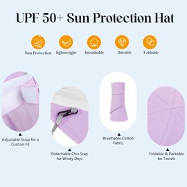Sun Hats for Women Wide Brim UV Protection Visor Summer Beach Hat Womens Packable Golf 2 in 1 Zip-Off Hat Purple