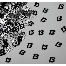 SHATCHI 56g Black and Silver 13th Birthday Confetti Foil Metallic Glitter Table Scatter Sprinkles Age Birthday Party Decorations 12mm