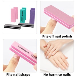 HAWATOUR Nail Files and Buffers, 8 Pieces Manicure Kit for Acrylic and Natural Nails, 100/180 Grit Rectangular Art Care Buffer Block Tools Home Salon