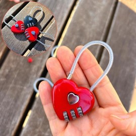 Heart-Shaped Wire Dial Lock for Bags & Diaries Black Security Lock 3ea