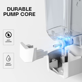 PLUSSEN Soap Dispenser No Drilling 600 ml Wall Mounting Single Head Manual Soap Dispenser Bathroom Shower Gel Liquid Shampoo Dispenser Holder Designed with Clear Window (9306-White)