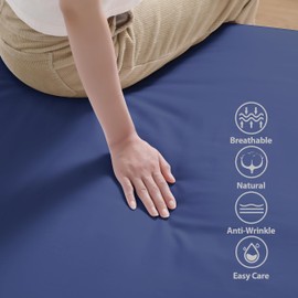 100% Egyptian Cotton Fitted Sheet Queen Size, 600 Thread Count,16" Deep Pocket Sheet, Soft & Elastic Sateen Weave Bottom Sheet for Hotel & Home (Navy Blue, 1 Pack Fitted Sheet Only,Queen)