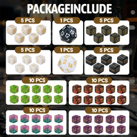 62 PCS MTG Dice Counters Set Keyword Tokens Abilities Life Counter 1/+1 counters Commander Buff Tokens Gold 6 Sided Dice Set for MTG, TCG, Card Games
