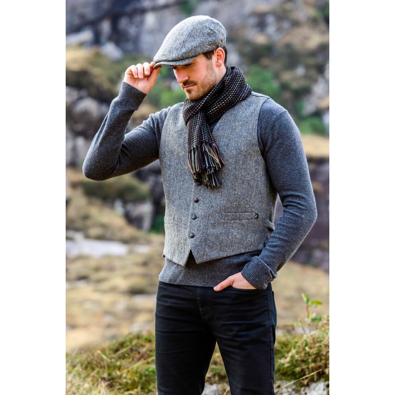 Mucros Weavers Kerry Cap Gray Herringbone Small