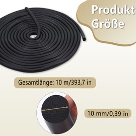 Round Cord Seal, 10 m x Diameter 10 mm Rubber Round Cord Seal, Joint Sealing Cord, High Temperature Resistant Round Cord Joint Sealing Cord, Flexible Joint Sealing Cord for Window Sealing, Walls