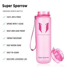 Super Sparrow Drinking Bottle - Tritan Water Bottle - 350 ml & 500 ml & 750 ml & 1000 ml - BPA-Free - Ideal Sports Bottle - Quick Water Flow, Sport, Water, Bike, pink