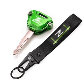 MOWOK Fit For Z650 Z 650 Z650RS 2017-2023 2024 2025 CNC Motorcycle Key Case Cover Key Shell Key Ring Key Chain Key Tag (Green)