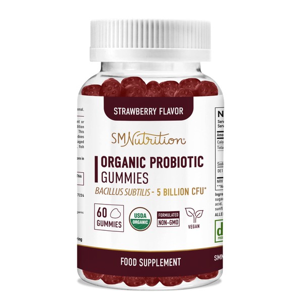 Adult Probiotic Gummies | 5 Billion CFU Adult Gummy Probiotics for Digestive Health & Immune Support* | Hardy Bacillus Subtilis Strain | Strawberry Flavor | Gluten-Free, Vegetarian | 60 Gummies