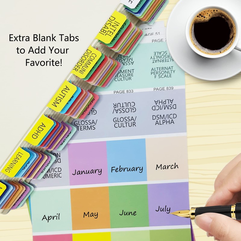 Index Tabs for DSM-5, Color-Coded and Laminated, with 11 Blank