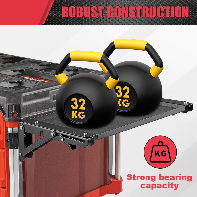Folding Magnetic Side Table Compatible with Milwaukee Packout Toolbox –