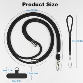 NeeKoDoLee Phone Lanyard Crossbody, Multifuctional Lanyard Around The Neck with Wrist Strap Phone and 2 Pack Tether Pads Compatible with Most Smartphones