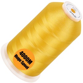 New brothread - Single Huge Spool 4000M Each Polyester Embroidery Machine Thread 40WT for Commercial and Domestic Machines - Yellow