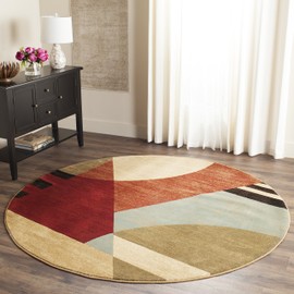 SAFAVIEH Porcello Collection 7' Round Multi PRL6861 Mid-Century Modern Abstract Non-Shedding Dining Room Entryway Foyer Living Room Bedroom Area Rug