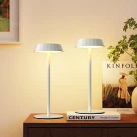 EppieBasic Rechargeable Table Lamps Cordless: Set of 2 Battery Operated Portable & 2700K Warm Light Metal Lamps for Living Room, Dining, Entryway