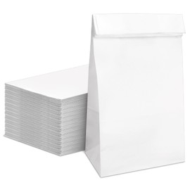 BadenBach 6 Lb White Paper Lunch Bags,100 Pack Kraft Paper Bags Bulk Disposable Kraft Grocery Bag Kraft Bread Sandwich Gift Wrapping Bag for Take Out Bakery Party Favors Art Crafts Projects
