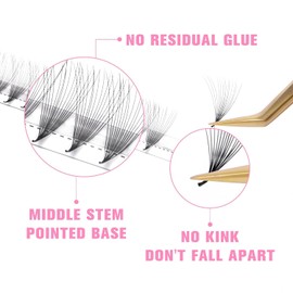 VEYES INC Premade Fan Eyelash Extensions 3D-14D 9-16mm Mixed Length C D curl，Professional Supplies for Lash Techs (3D,0.07C 9-16mm)
