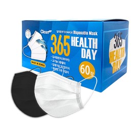 Cleantech 365 Health Day Domestic disposable earache mask for adults, 60 sheets, white / 크린테크 365헬스데이 국산 일회용 귀안아픈 마스크 성인용 60매입, 흰색