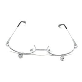 TOKYO GOODS MARKET Charm with No Lens Oval Half Rim Date Glasses Bottom Frame Fashion Glasses Moe Glasses One Size Fits Most, silver2