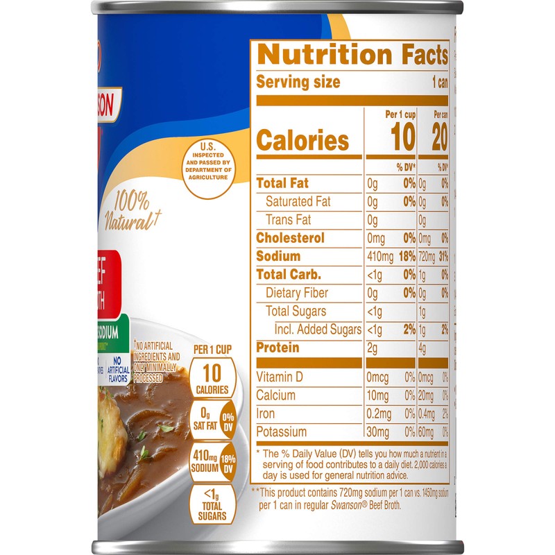 Swanson 50% Less Sodium Beef Broth, 14.5 oz. Can (Pack of