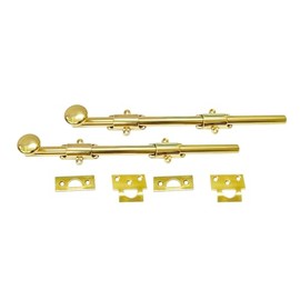 QCAA Solid Brass Dutch Door Bolt, 10", Polished Brass, Made in Taiwan, 2 Pack