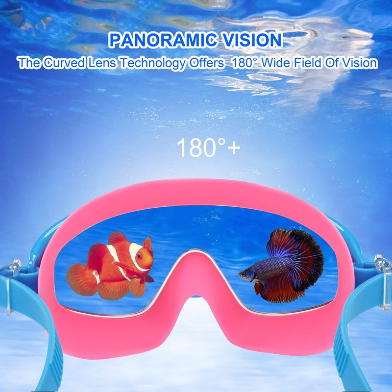 Funní Día Children Swimming Goggles, No Leaking Anti-Fog Panoramic Clear