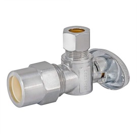 Eastman 1/2 inch CPVC x 3/8 inch OD Compression Quarter Turn Angle Stop Valve, Brass Plumbing Fitting, Chrome, 10729LF