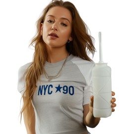 RVDKBULB Foldable Compact Silicone Douche Bottle, Reusable Travel Douche Kit, 24 FL Oz Capacity, White