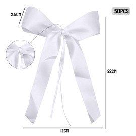 Leeelyan Pack of 50 antenna bows, car bows, wedding antenna bows, white, wedding bows for car, car bow wedding, used for wedding, car jewellery, sugar bag