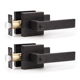KNOBWELL Bronze Heavy Duty Entrance Door Lever Door Handle(for Office/Front Door) Oil Rubbed Bronze Door Handle, Keyed Entry(Different Keys) Door Leversets Not Keyed Alike 2 Pack 2.13 lb One Lever