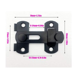 QIAO [1 Piece] Black flip Door Latch, Stainless Steel Sliding Safety Door Bolt Latch for Door Cabinet