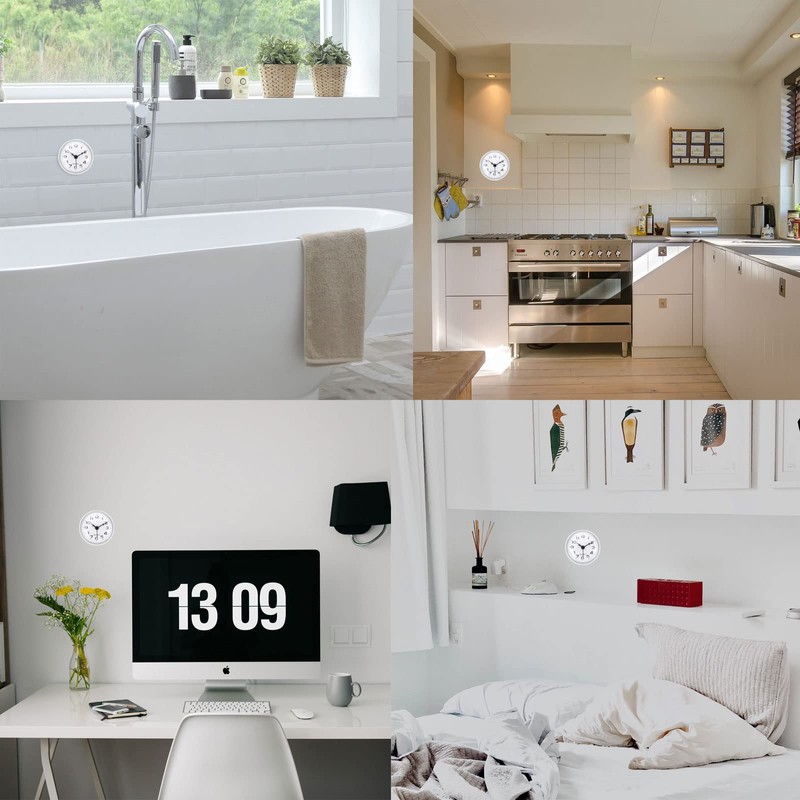 PATIKIL Waterproof Bathroom Clock Mini Round Wall Clock with Suction