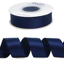 Ribbli Navy Double Faced Satin Ribbon,1” x Continuous 25 Yards,Use for Bows Bouquet,Gift Wrapping,Baby Shower,Floral Arrangement