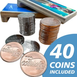 Coinhole Replacement Coins 40 Piece Combo Pack | 10 Sets of 4 Pack Metal Coin for Tabletop Board Game | Play Accessory Coins for Bouncing
