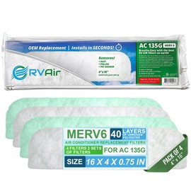AC Filter - Air Conditioner Replacement Filters - RV Air Cleaner - Camper Accessories for Travel Trailers - Easy to Install Vent Filter - 16 x 4 x 0.75 in (4 Filters for AC 135G)