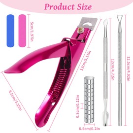 Acrylic Nail Clippers Gel Nails Set Stainless Steel 10 Magnets 2 Sanding Strips and 2 Conical Nail Scissors Manicure Tip Cutter High Quality Nail Clippers