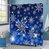 FuShvre Snowflakes Shower Curtain Dark Blue Christmas Bathroom Curtain with