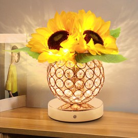 JHXLAMP Birthday Gifts for Women,Sunflower Flower Touch Lamp,Rechargeable Cordless 3-Colour Dimming Battery Powered Night Light,Gifts for Mom for Valentine Day,Mothers Day,Xmas