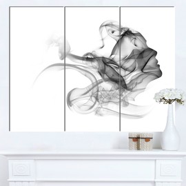 Designart Woman and Smoke Double Exposure Modern Portrait Canvas Wall Art, 36x28-3 Panels
