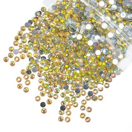 qiipii 2800PCS 4mm Yellow AB Resin Rhinestones for Crafting Light Yellow Flatback Stones Bulk SS16 Non-Hotfix Diamonds Crystals Gems Charms for Nails Face Eyes Makeup Tumblers Bottles DIY Crafts Shoes